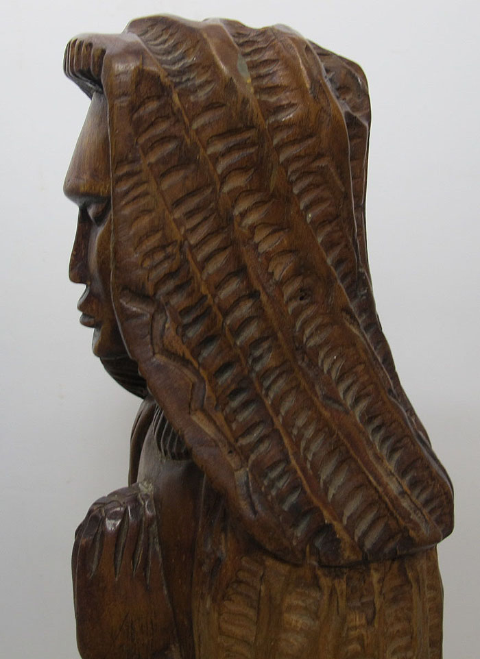 African Folk Art Lady of Kibeho Santos Carved Wood Statue Sculpture